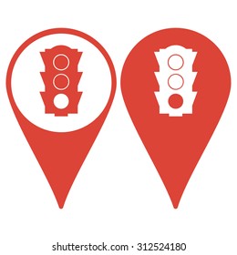 Map pointer. Icon, traffic illustration. Vector flat design style