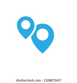 map pointer icon. two blue map pointers