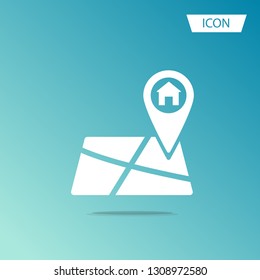 map pointer icon vector, home pointer isolated on white background.
