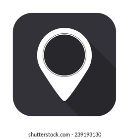 map pointer icon - vector illustration with long shadow isolated on gray