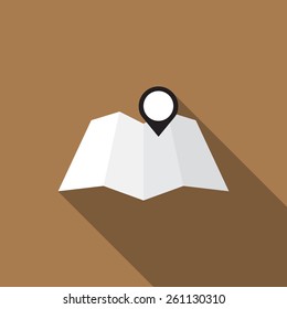 Map with pointer icon, Vector illustration.