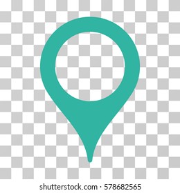 Map Pointer icon. Vector illustration style is flat iconic symbol, cyan color, transparent background. Designed for web and software interfaces.