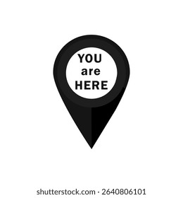 map pointer icon vector. Marker indicating location with the phrase you are here for navigation purposes