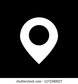 Map pointer icon in white color on a black background. Editable vector file (eps). Symbol for use in website design, mobile app, user interface and everything.