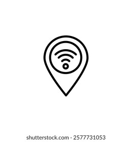 Map pointer icon. WI-FI location vector flat black linear illustration for web and app..eps
