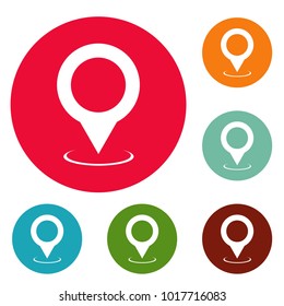 Map pointer icons circle set vector isolated on white background