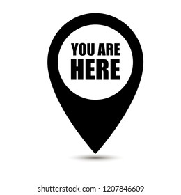 Map pointer icons. Marker location icon with you are here. Map pin icon with you are here