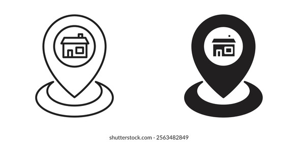 Map pointer icons in outline and fill. vector illustration for ui.