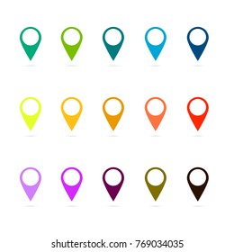 Map pointer icons set. 15 icons that can be used for web or somewhere else.