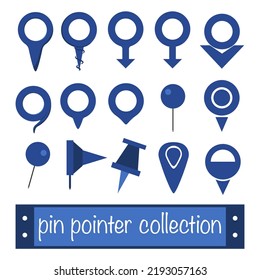 Map pointer icons set. Simple illustration of 15 map pointer icons for web