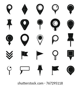 Map pointer icons set. Simple illustration of 25 map pointer vector icons for web