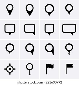 Map pointer icons set. Vector for web
