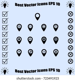 Map pointer icons set vector illustration