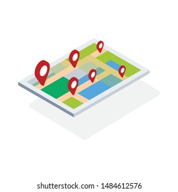 Map And Pointer Icons - Vector Illustration - Isolated On White Background