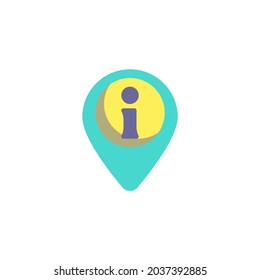 Map pointer with information flat icon, vector sign, info map marker colorful pictogram isolated on white. Symbol, logo illustration. Flat style design
