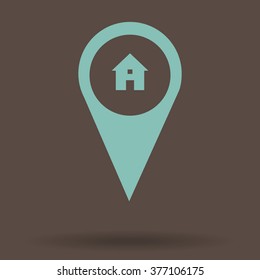 Map pointer with information icon 