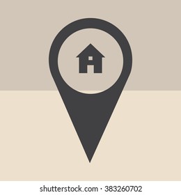 Map pointer with information icon 