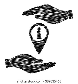 Map pointer with information icon