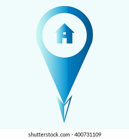 Map pointer with information icon 
