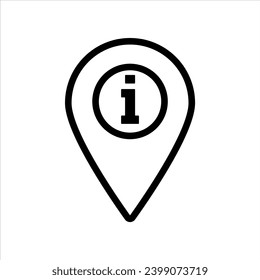 Map pointer with information icon. gps location pointer mark with information i mark to read more about business symbol set. location map pointer pin with faq read info tag vector. travel route guide