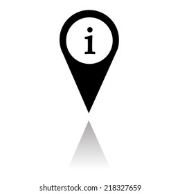 Map pointer with information icon with shadow