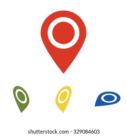 Map pointer with information icon. Vector illustration  set. Isometric effect