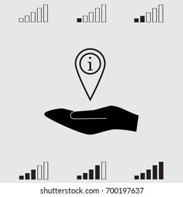 Map pointer with information sign vector icon