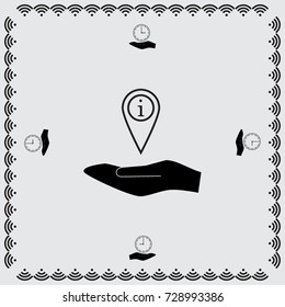 Map pointer with information sign vector icon