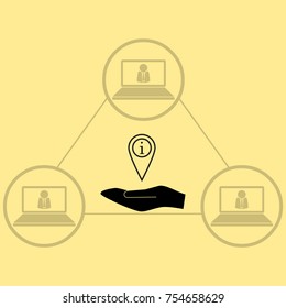 Map pointer with information sign vector icon
