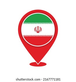 Map pointer Iran national flag icon design