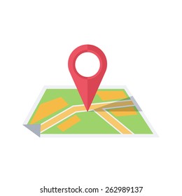 Map with pointer. Isolated icon pictogram. Eps 10 vector illustration.