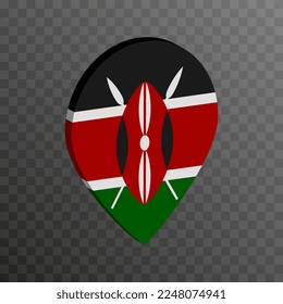 Map pointer with Kenya flag. Vector illustration.