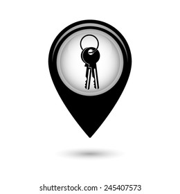 Map pointer with Key icon
