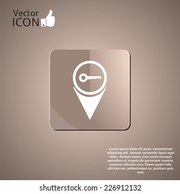 Map pointer with key icon. Made in vector