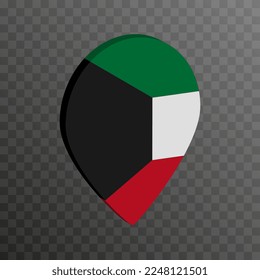 Map pointer with Kuwait flag. Vector illustration.