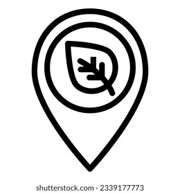 Map pointer with leaf line icon. Sprout location vector illustration isolated on white. Pin with plant outline style design, designed for web and app. Eps 10