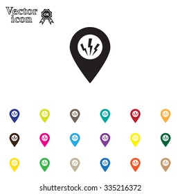 Map Pointer Lightning Icon