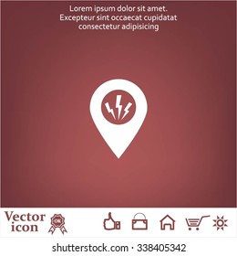 Map Pointer Lightning Icon