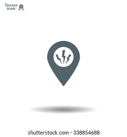 Map Pointer Lightning Icon