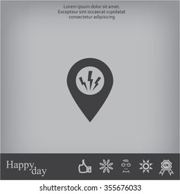 Map Pointer Lightning Icon