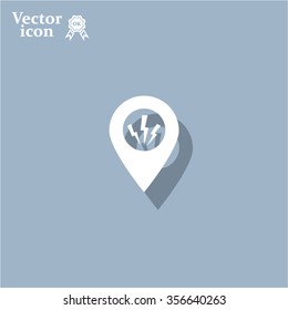 Map Pointer Lightning Icon
