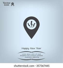 Map Pointer Lightning Icon