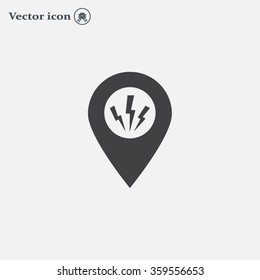 Map Pointer Lightning Icon