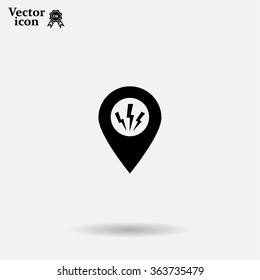 Map Pointer Lightning Icon