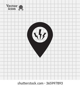 Map Pointer Lightning Icon