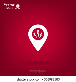 Map Pointer Lightning Icon