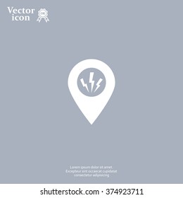 Map Pointer Lightning Icon