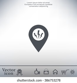 Map Pointer Lightning Icon