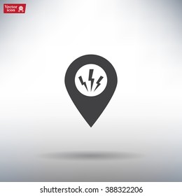 Map Pointer Lightning Icon