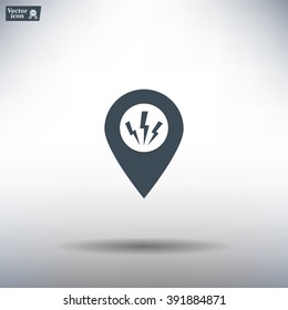 Map Pointer Lightning Icon